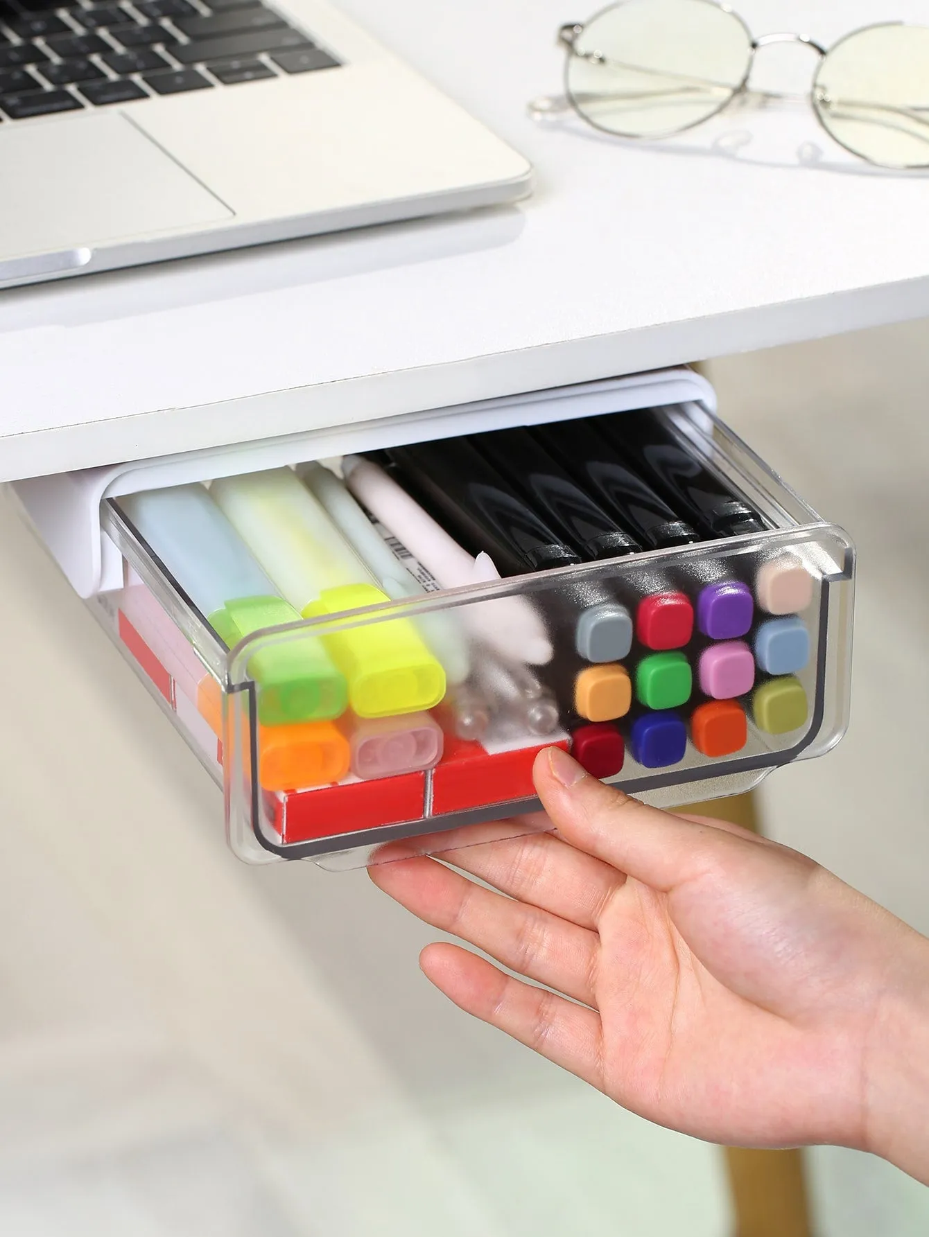 1pc Clear Stationery Storage Box