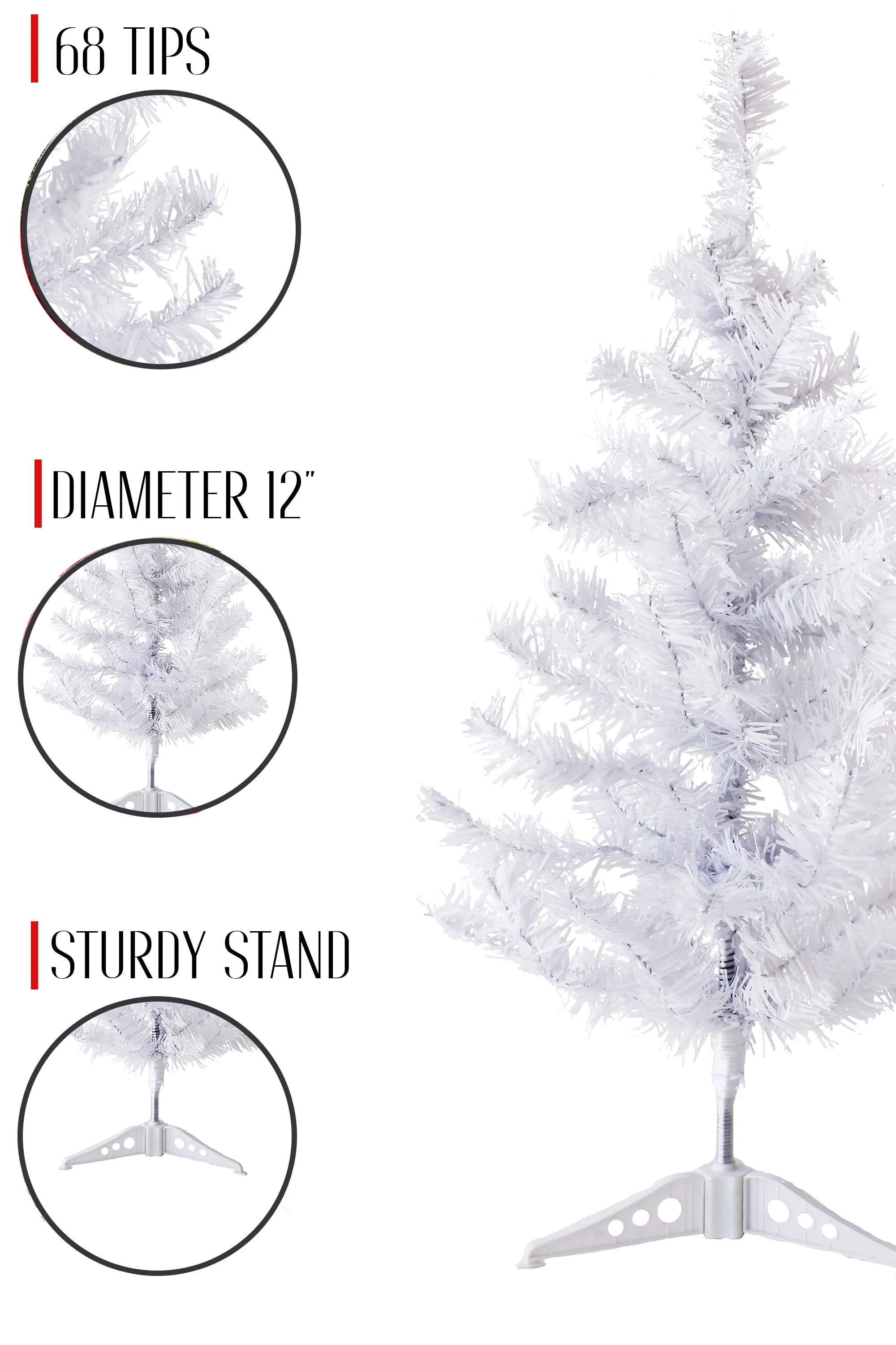 2' White Tabletop Tree with Stand