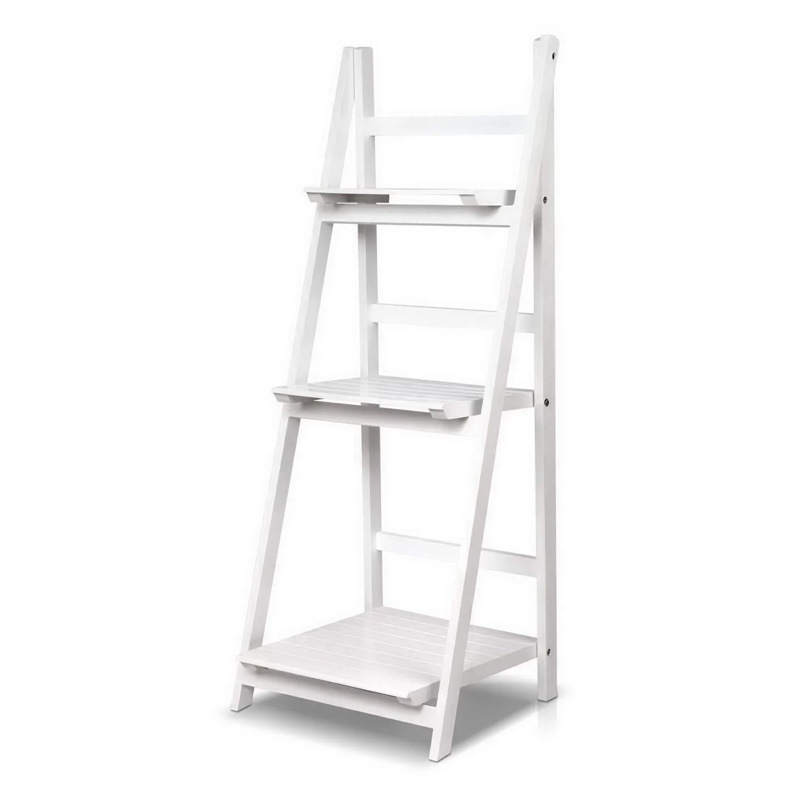 3-Tier Ladder Shelf, Freestanding/Foldable, White - Artiss