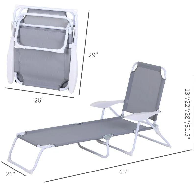 4-Level Adjustable Beach Lounger - Gray