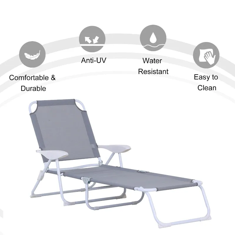 4-Level Adjustable Beach Lounger - Gray