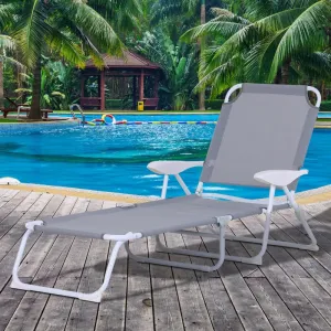 4-Level Adjustable Beach Lounger - Gray