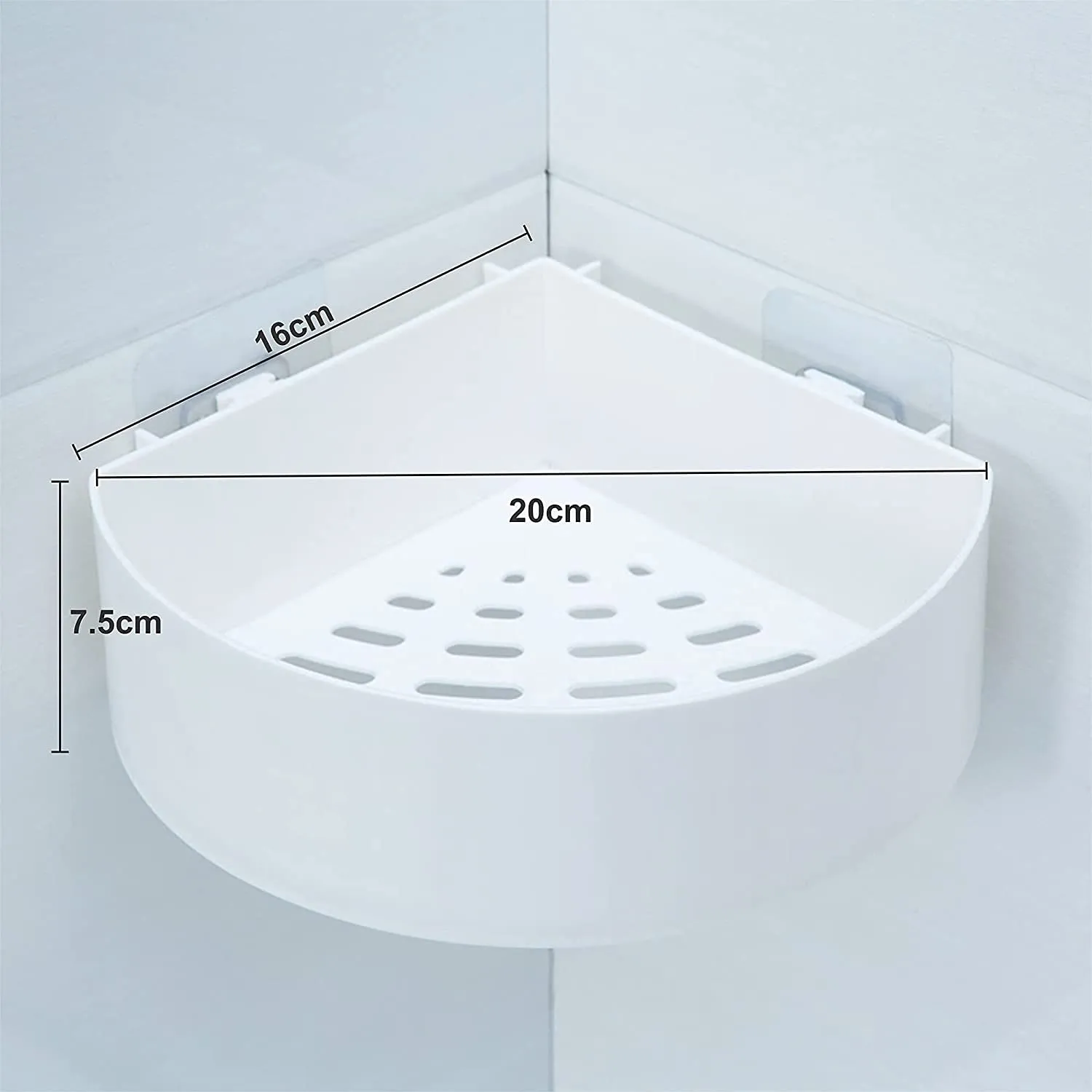 4033 Corner Shelf Bathroom Kitchen Rack Self Adhesive Shower Caddy Plastic Triangle Wall Mount Storage Basket