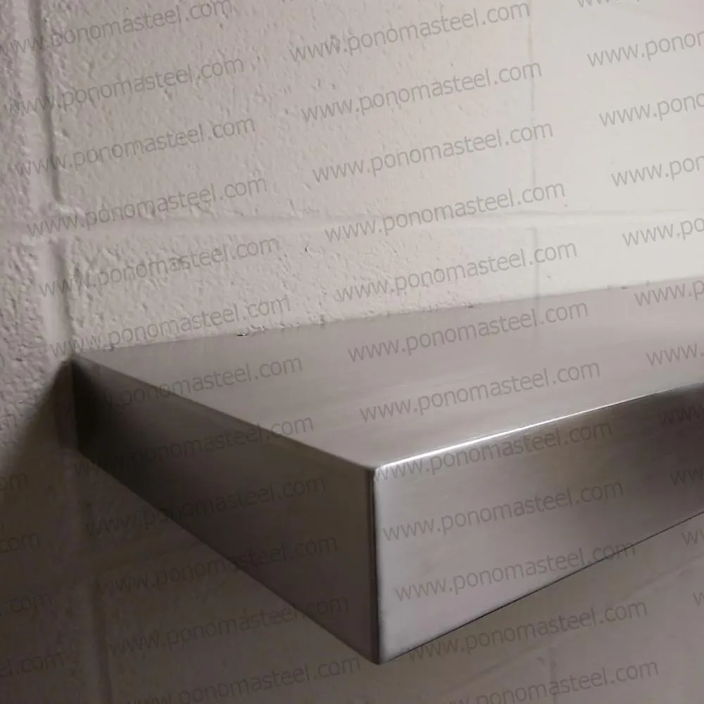 48"x12"x2.5" (cm.121.9x30.5x6.4) brushed stainless steel floating shelf