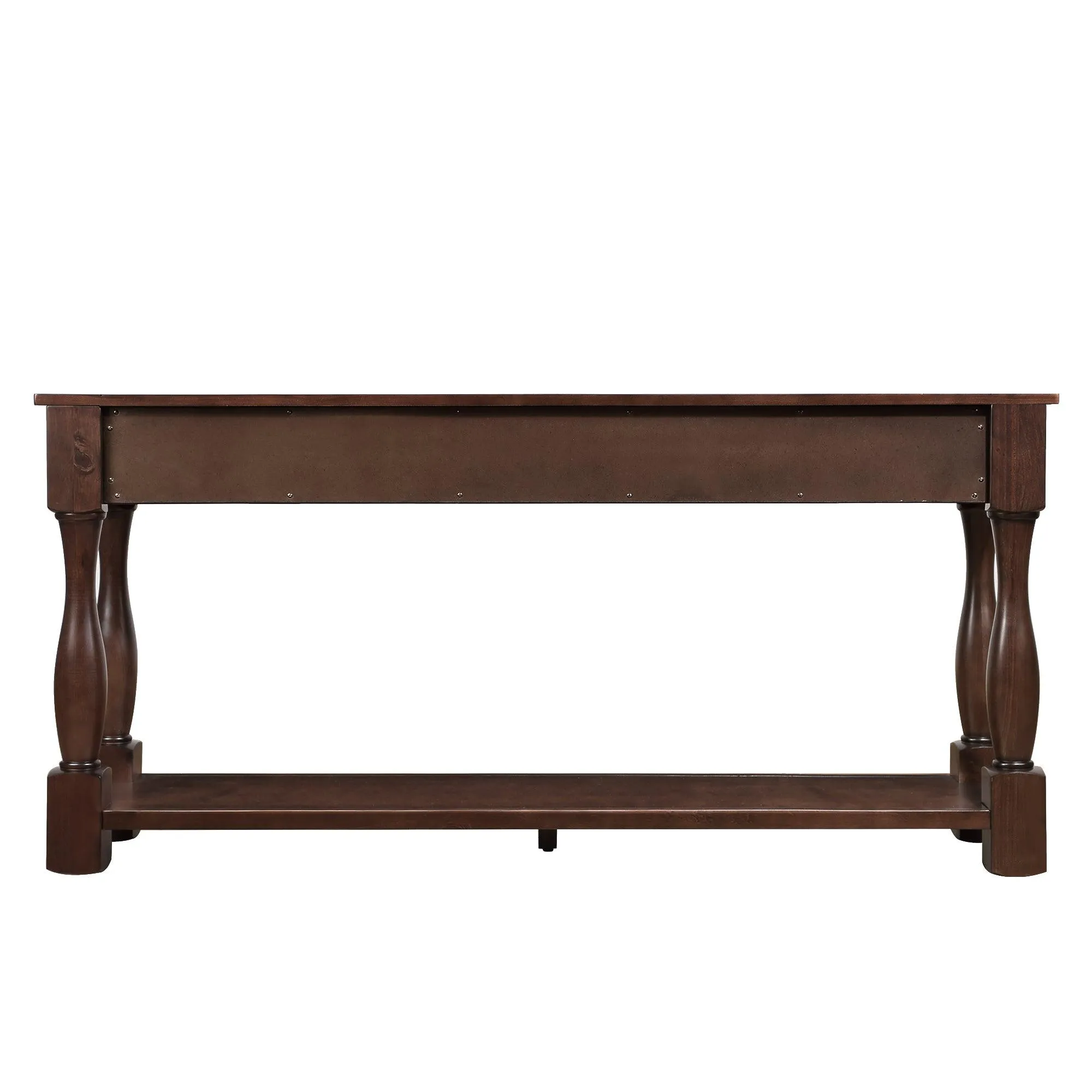 63" Wood Console Table with 3 Drawers and Bottom Shelf, Light Espresso