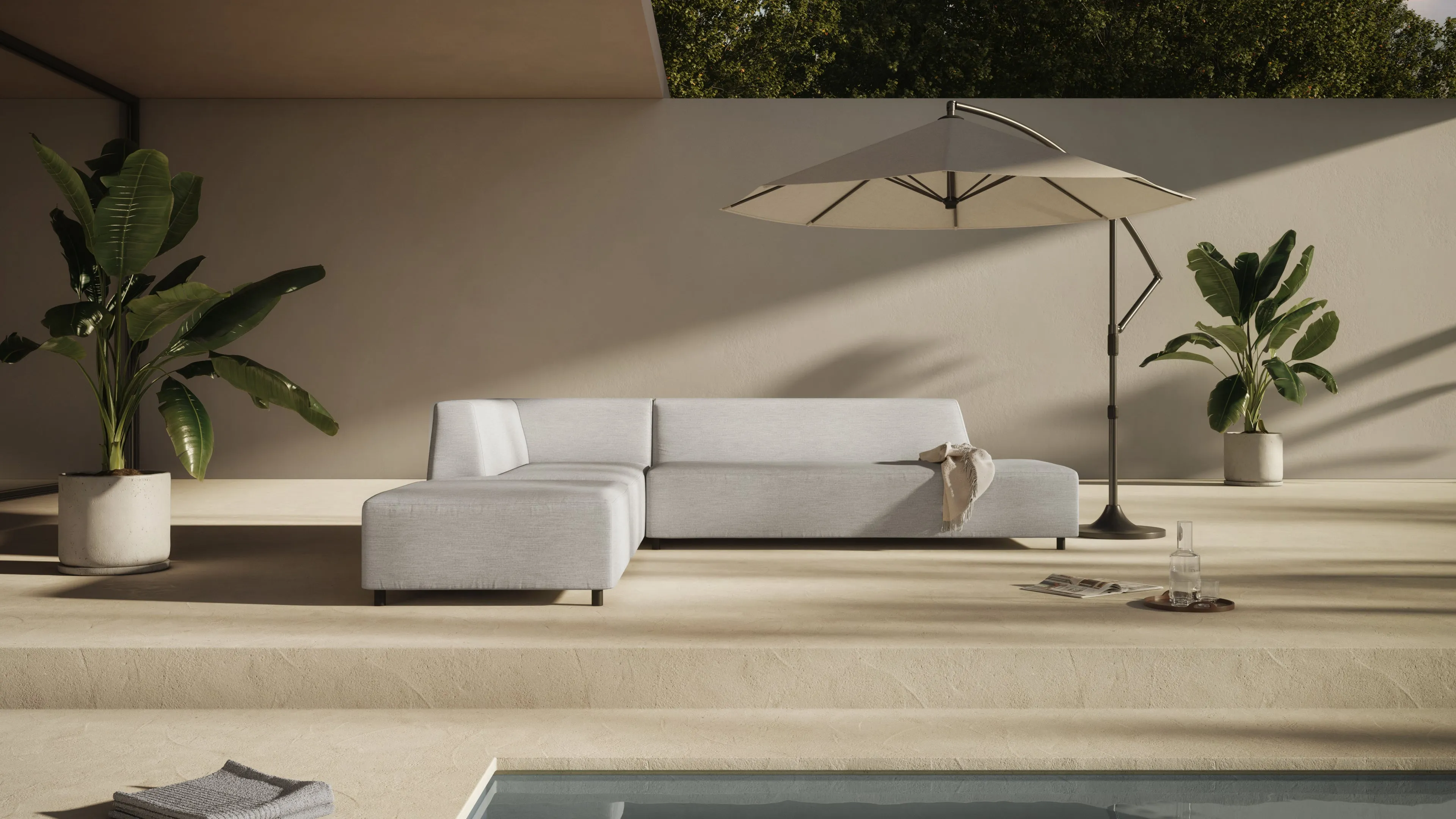 Acqua - Acqua Outdoor Ottoman, Dove Gray Performance Weave