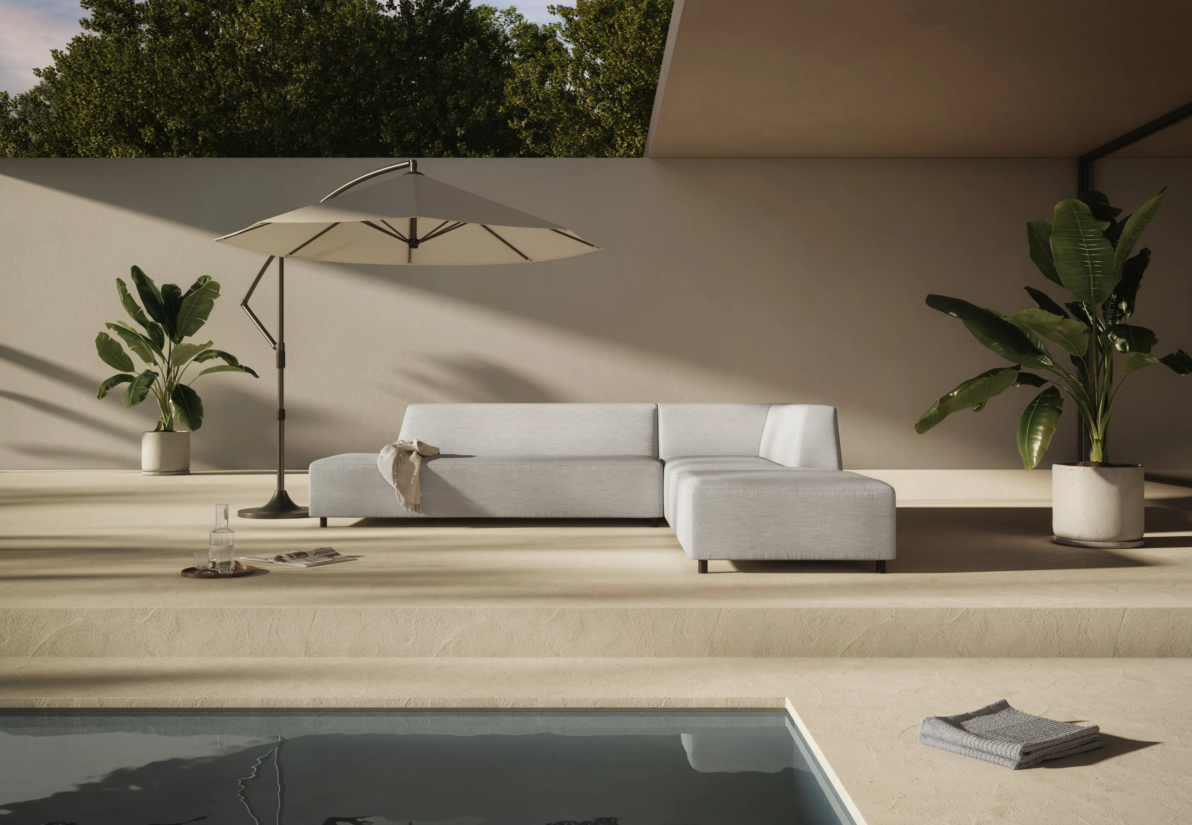 Acqua - Acqua Outdoor Sectional Module, Chaise, Right Arm, Dove Gray Performance Weave