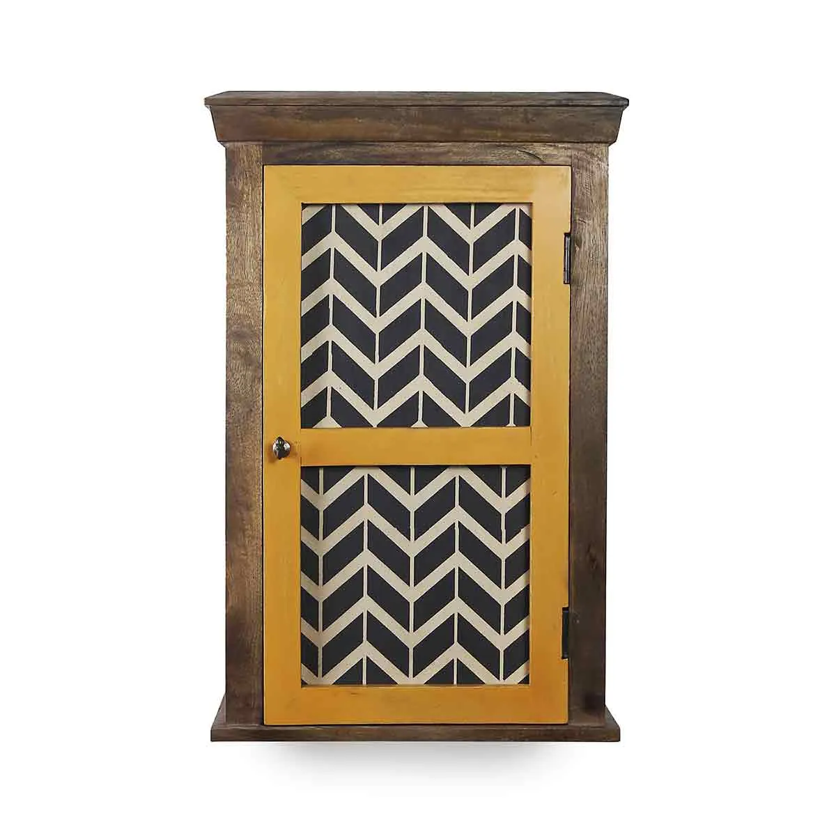 Alba Solid Wood Vintage yellow Hand Painted Wall Shelf