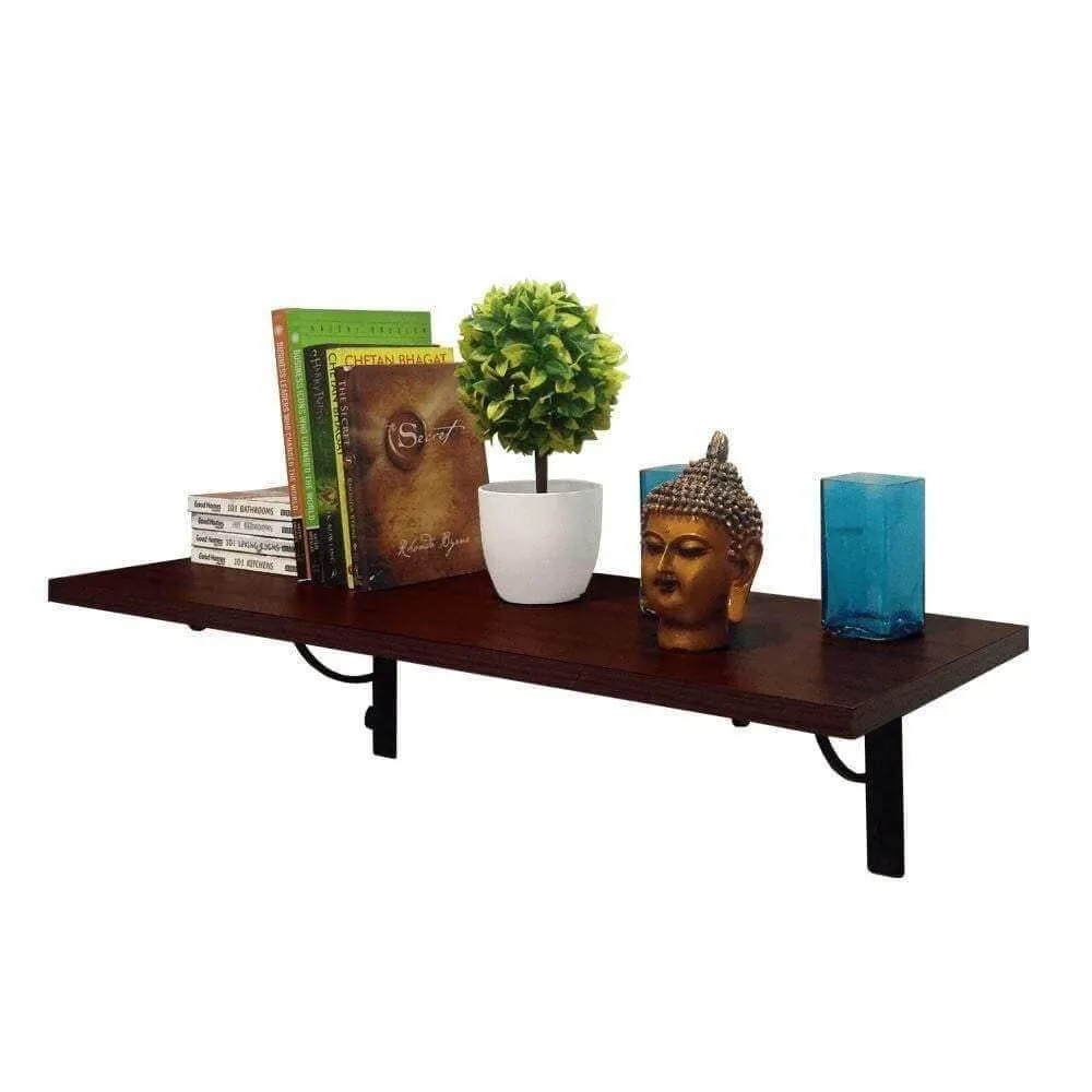 Alpha Shelf X80 Wall Hanging, 2 Wall Brackets, Mahogany