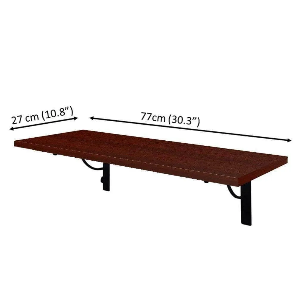 Alpha Shelf X80 Wall Hanging, 2 Wall Brackets, Mahogany