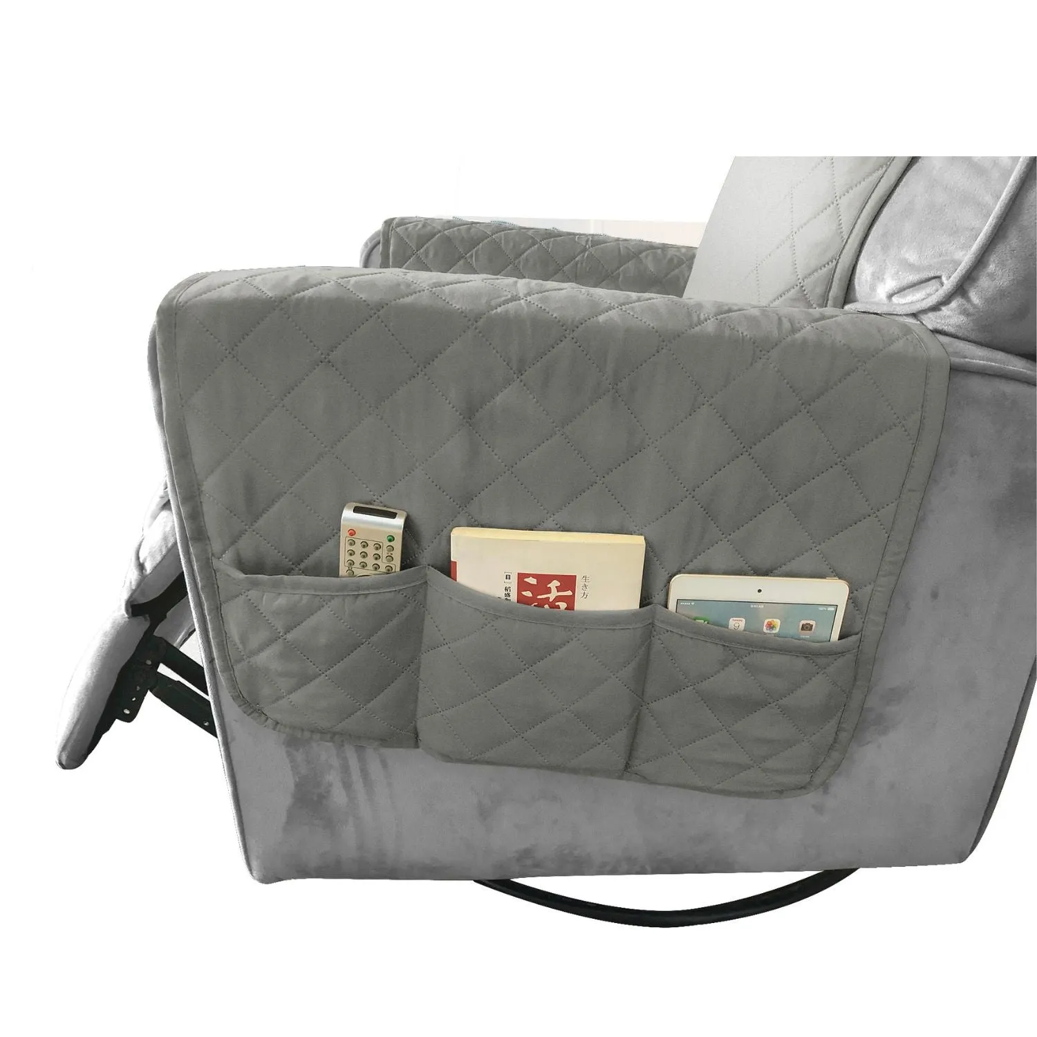 Anti-Slip Pet Sofa Recliner Cover with Pocket, S Size, Light Grey