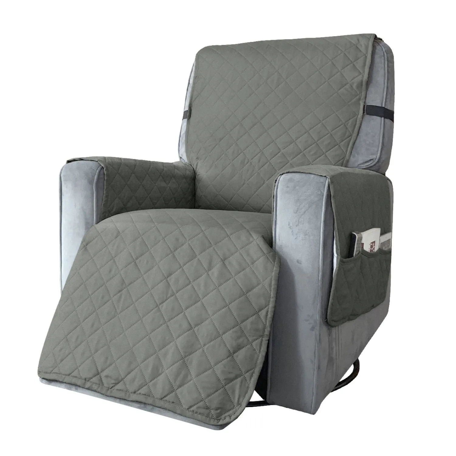 Anti-Slip Pet Sofa Recliner Cover with Pocket, S Size, Light Grey