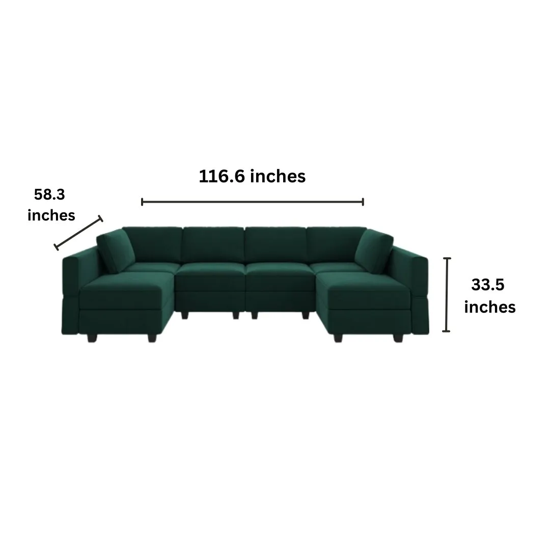 Arvon 6 Seater Premium Fabric U Shape Sofa For Living Room