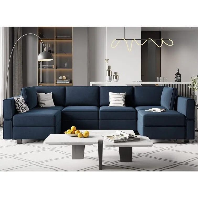 Arvon 6 Seater Premium Fabric U Shape Sofa For Living Room