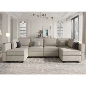 Arvon 6 Seater Premium Fabric U Shape Sofa For Living Room