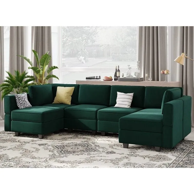 Arvon 6 Seater Premium Fabric U Shape Sofa For Living Room