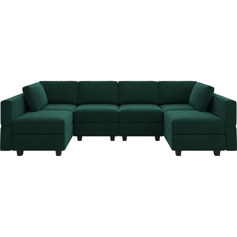 Arvon 6 Seater Premium Fabric U Shape Sofa For Living Room