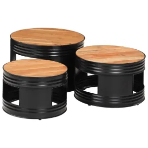 Bar Tables Drum Shape 3 pcs Solid Wood Acacia