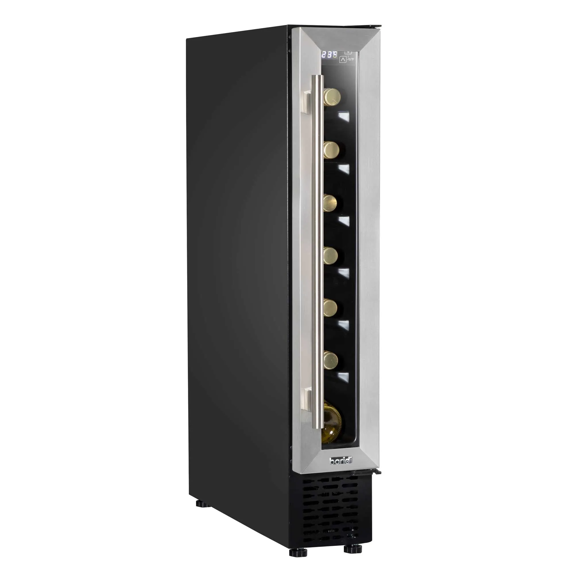 Baridi 7 Bottle 15cm Slim Wine Cooler with Digital Touch Screen Controls, Stainless Steel - DH77