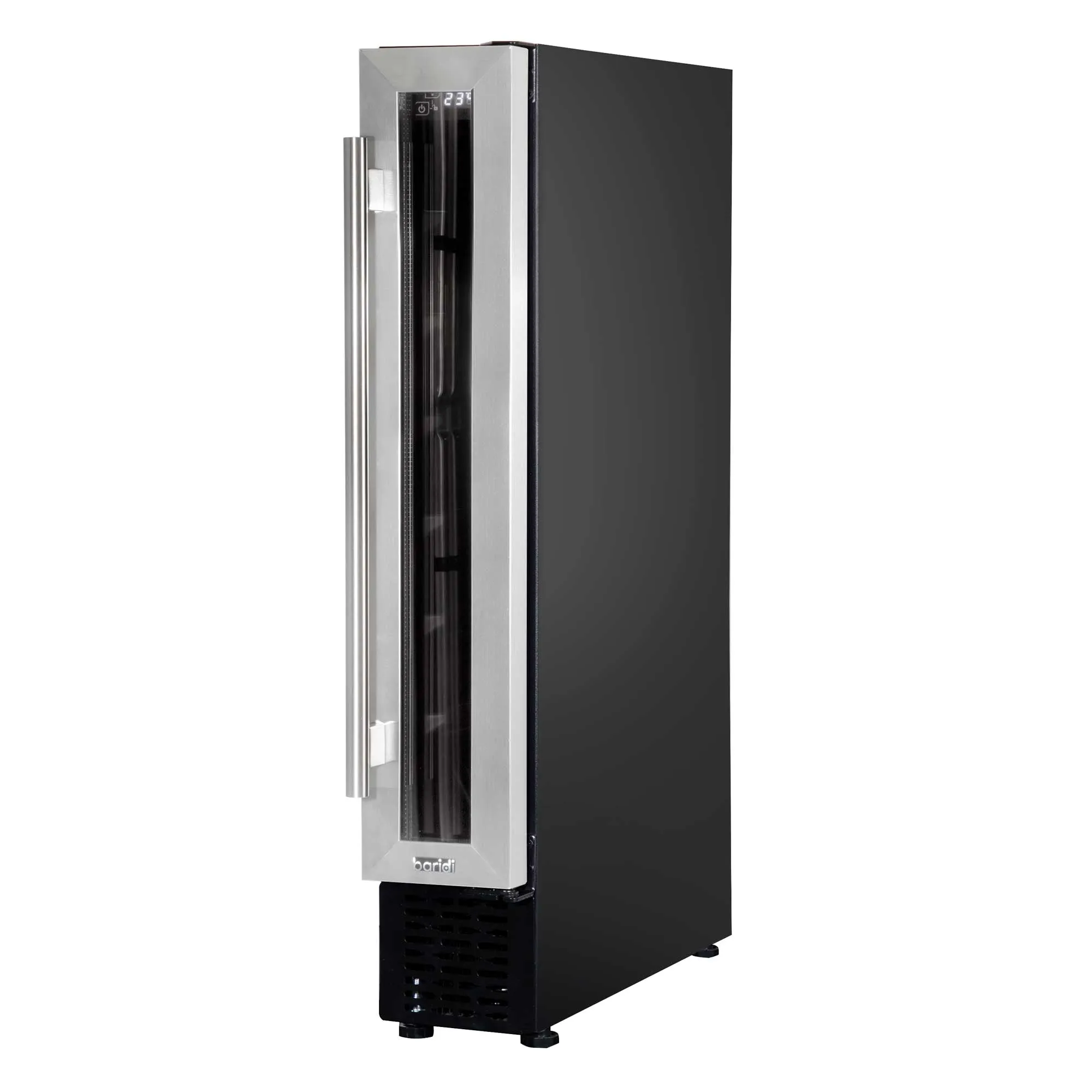 Baridi 7 Bottle 15cm Slim Wine Cooler with Digital Touch Screen Controls, Stainless Steel - DH77