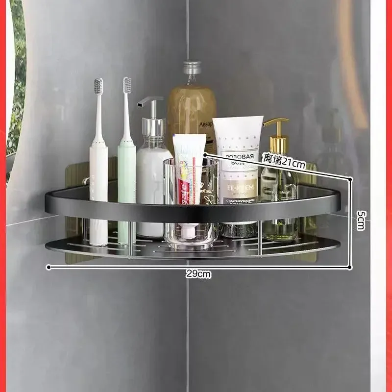 Bathroom Shelf Aluminum Alloy Shampoo Rack Makeup Storage Organizer Shower Shelf Bathroom Accessories No Drill Wall Corner Shelf