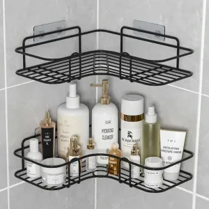 Bathroom Shelf Wall Mounted Corner Storage Shelves Shampoo Holder Cosmetic Rack Iron Shower Drain Basket Bathroom Organizer