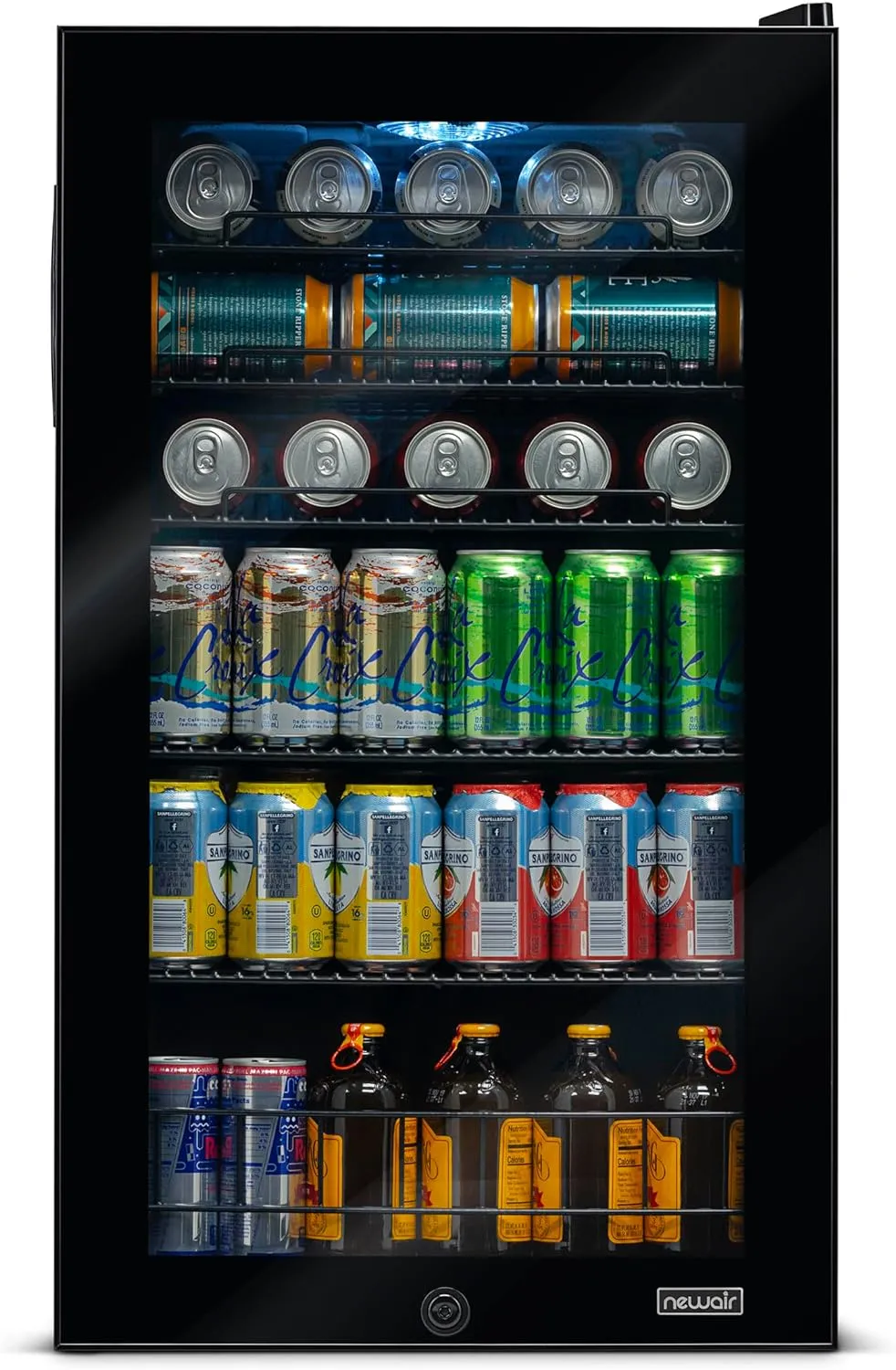 Beverage Refrigerator Cooler, 126 Cans Free Standing with Right Hinge Glass Door