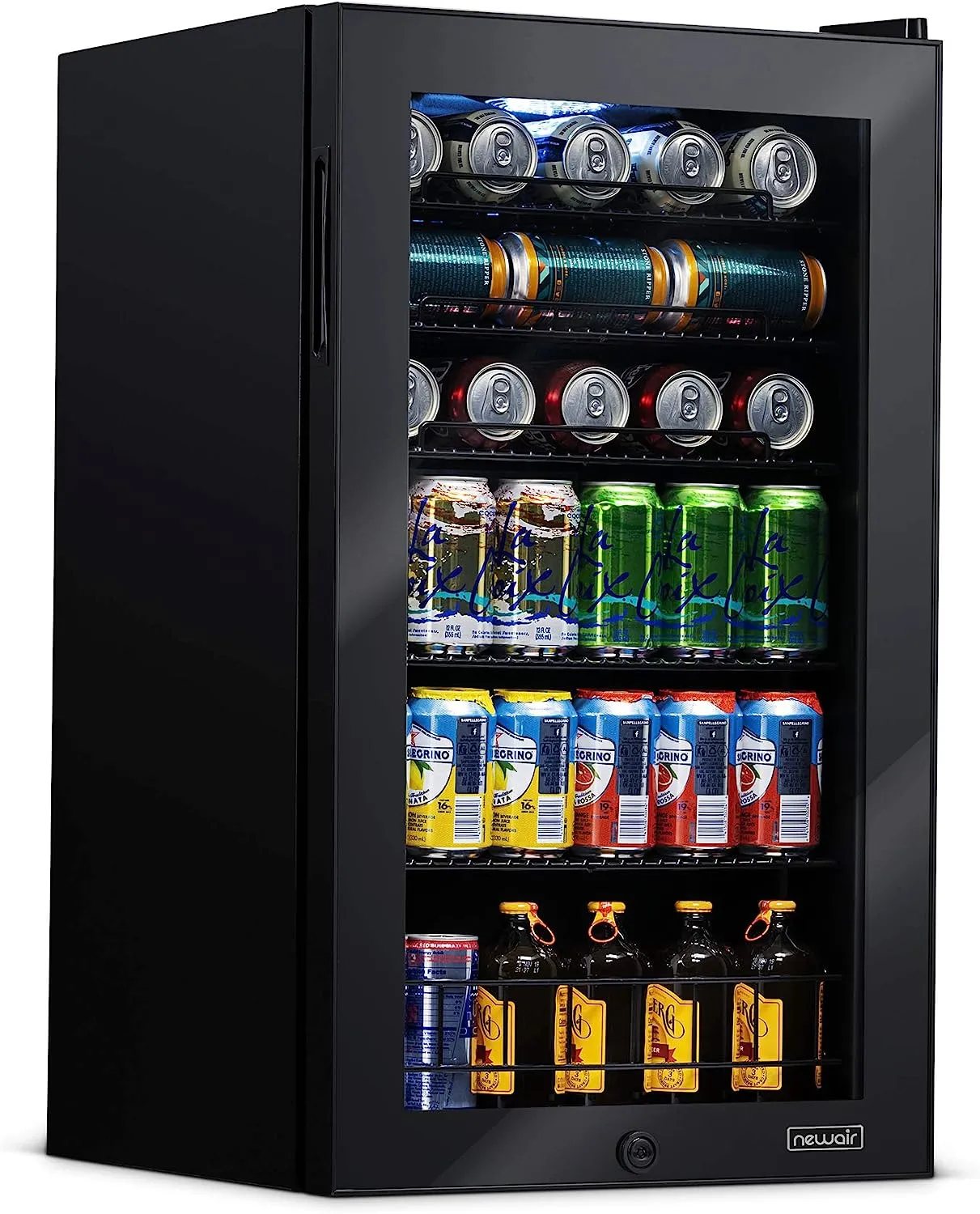 Beverage Refrigerator Cooler, 126 Cans Free Standing with Right Hinge Glass Door