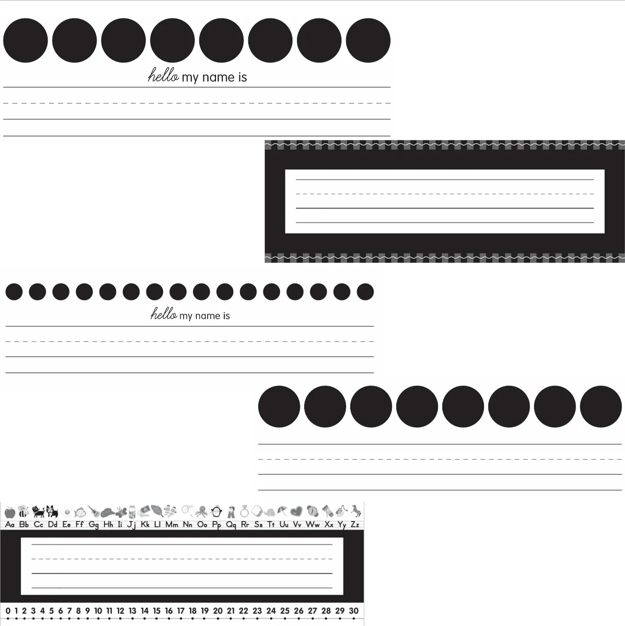 Black and White Nameplates | Just Teach  | UPRINT | Schoolgirl Style