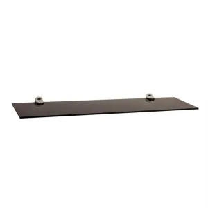 Black Smoke Glass Floating Shelf With Chrome Brackets