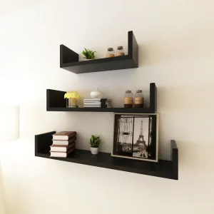 Black Wall Shelves Set of 6