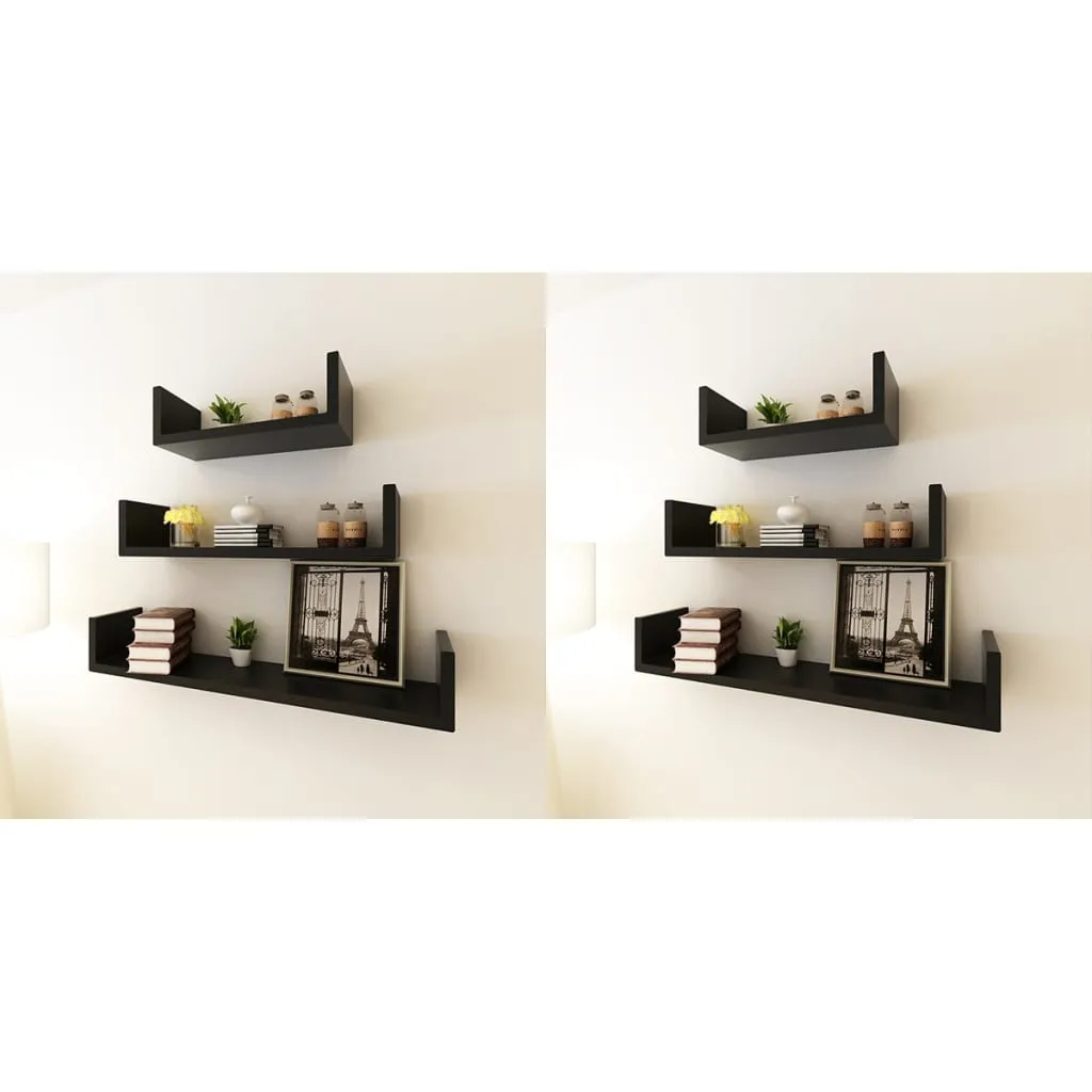 Black Wall Shelves Set of 6