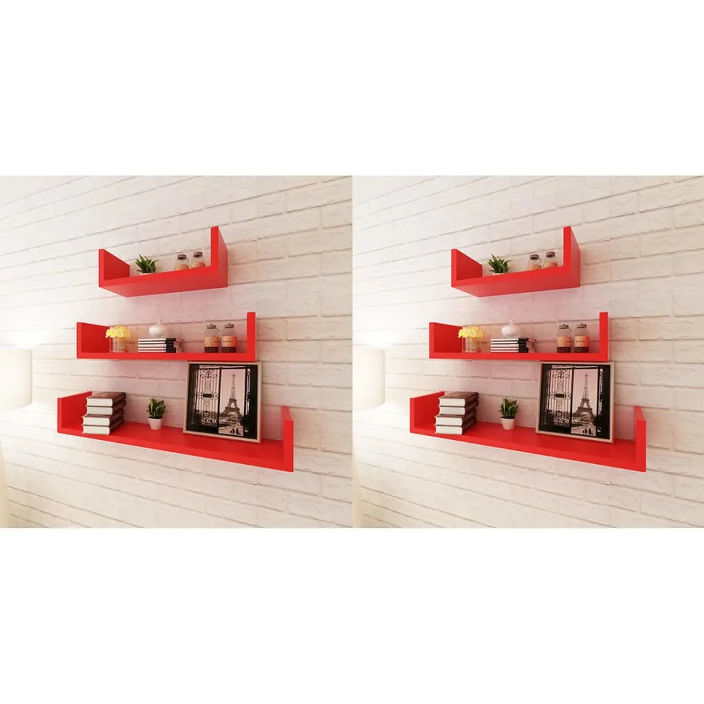 Black Wall Shelves Set of 6