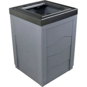 Busch Systems Evolve Cube Trash Can, 50 Gallon, Grey