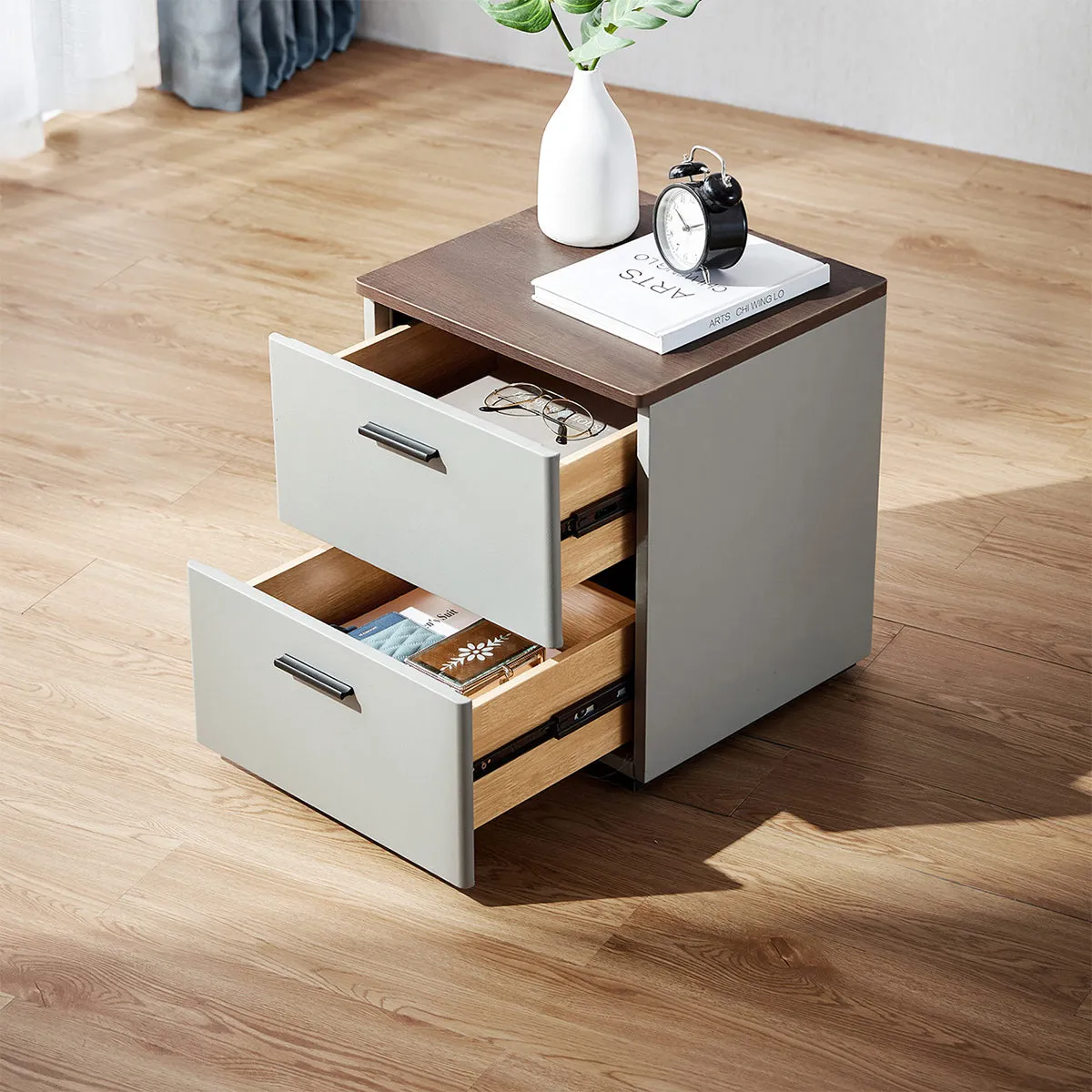 Cappuccino 2 Drawer Taupe Bedside Table