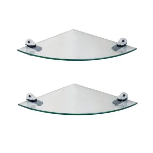 Clear Glass Radial Floating Shelves With Chrome Brackets (Set Of 2)