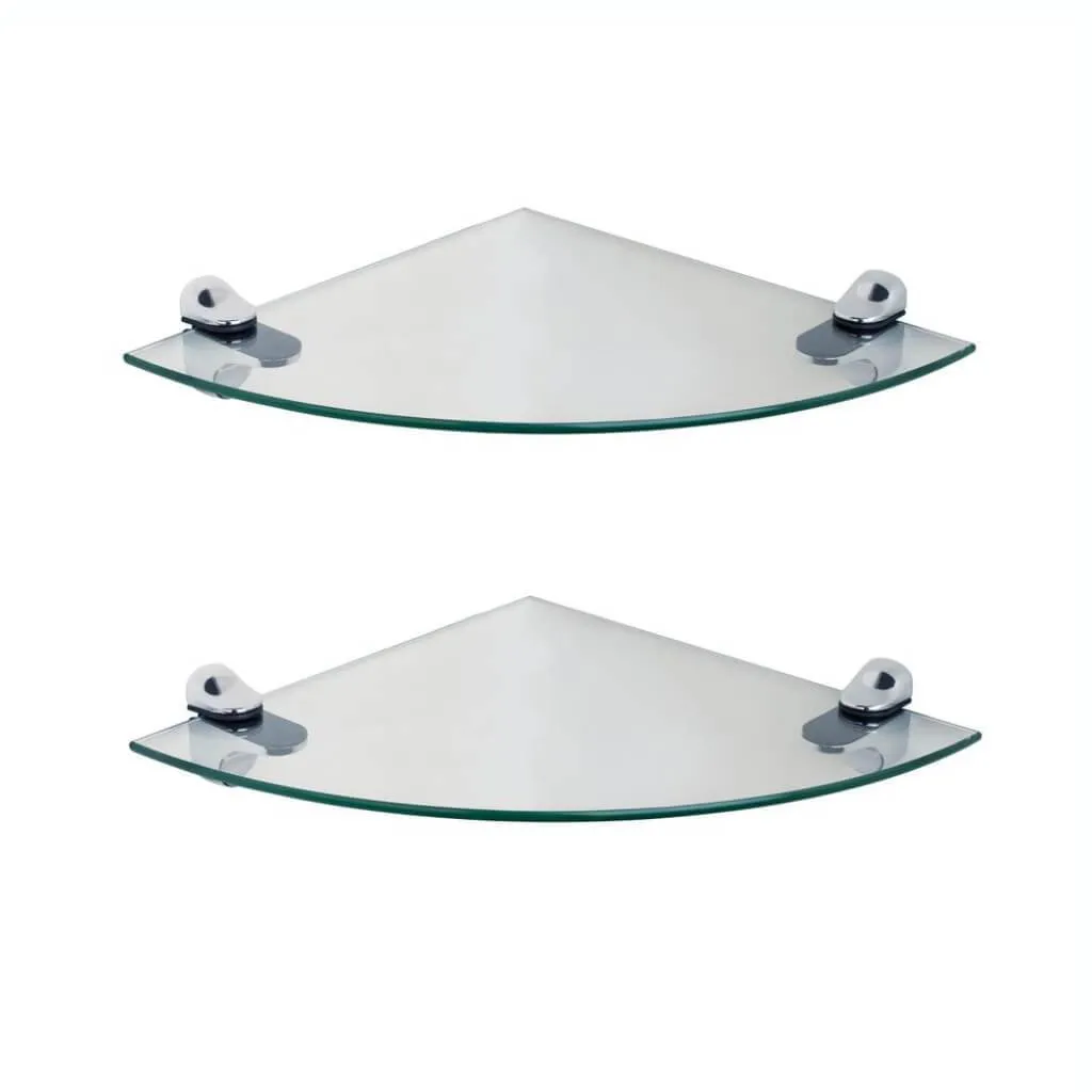 Clear Glass Radial Floating Shelves With Chrome Brackets (Set Of 2)