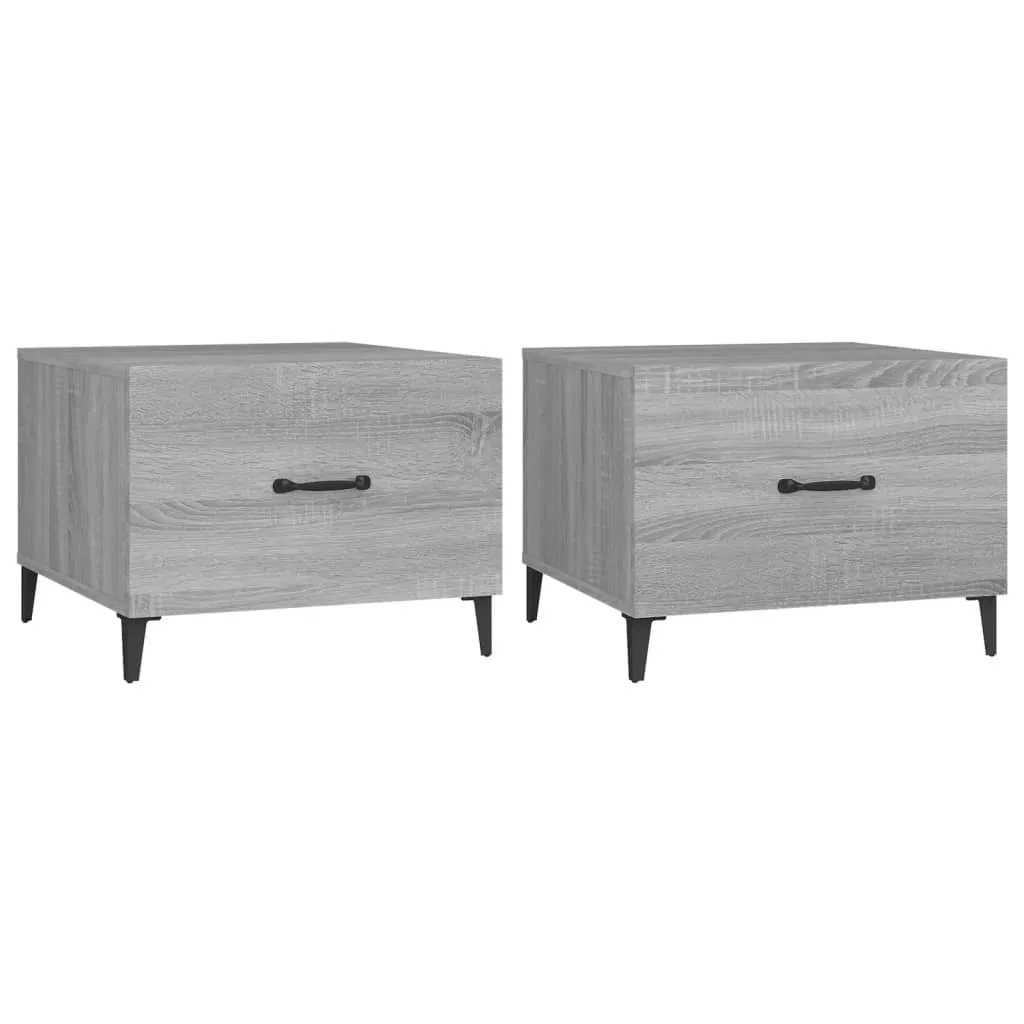 Coffee Tables with Metal Legs 2 pcs Grey Sonoma 50x50x40 cm