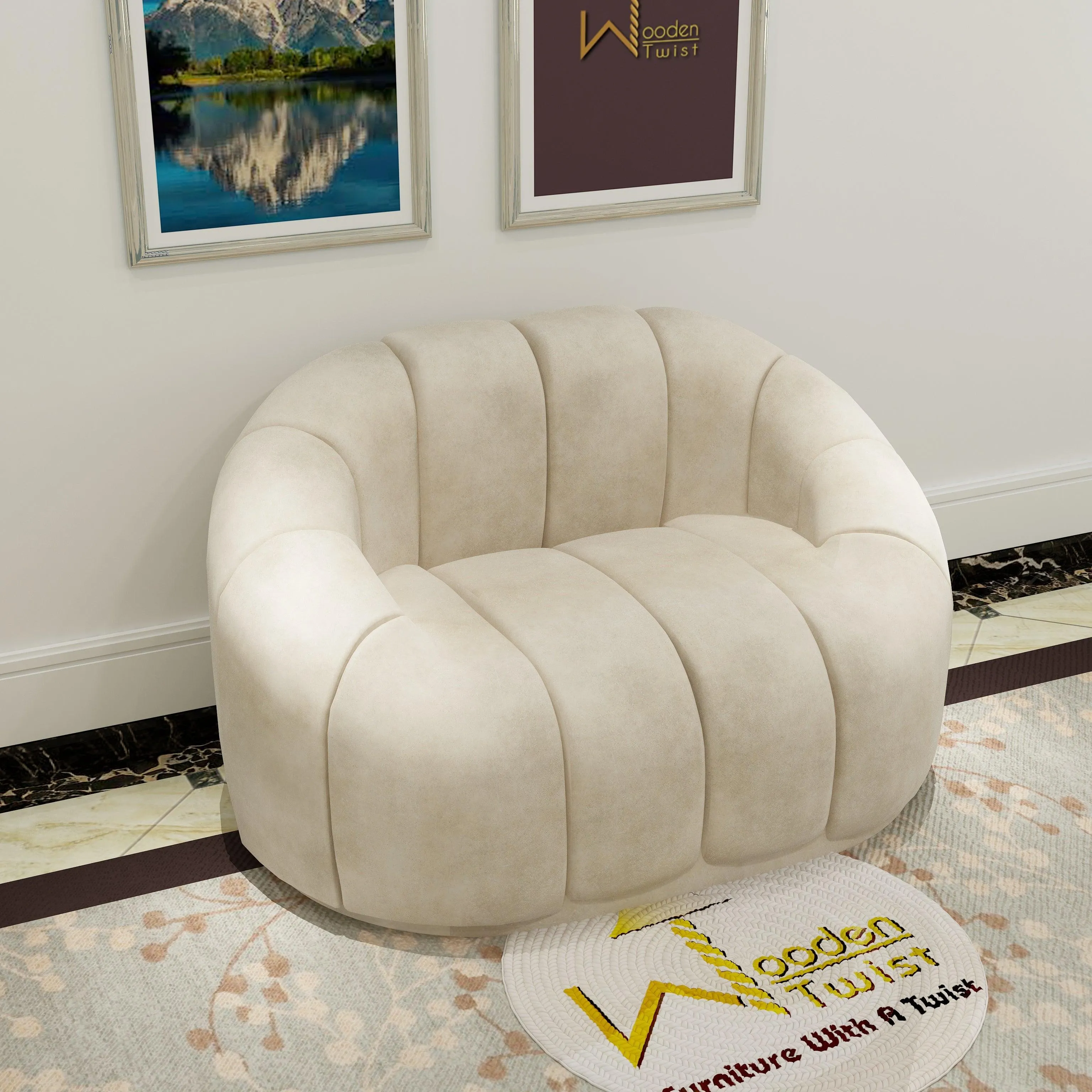 Collin Modern Oval Shape Single Seater Sofa