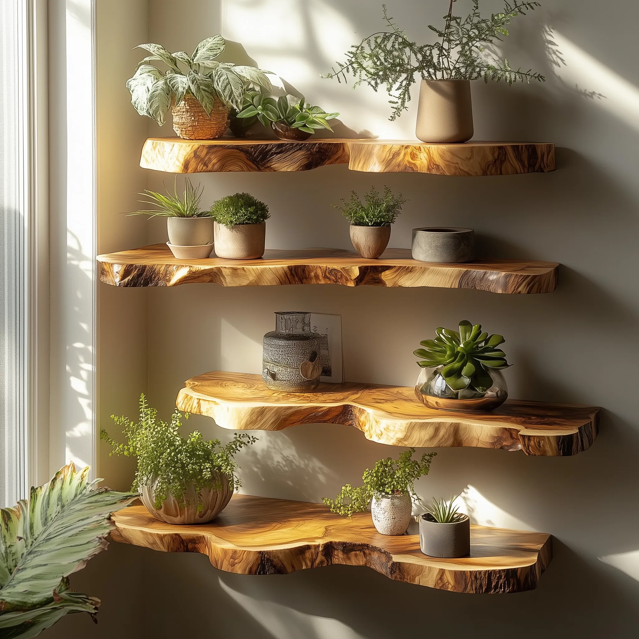 Corner wall shelf nursery bookshelf live edge floating shelf