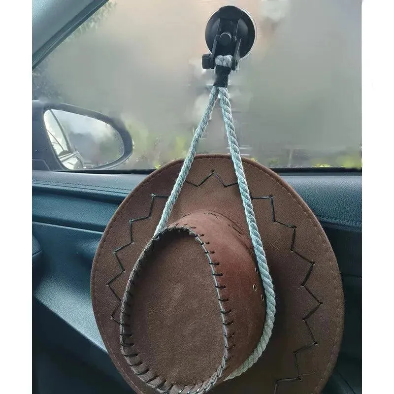 Cowboy Hat Holder Vehicle Car Window Cowboy Hat Mounts Hanger with Suction Cup Hat Rope Rack for Home Door and Wall