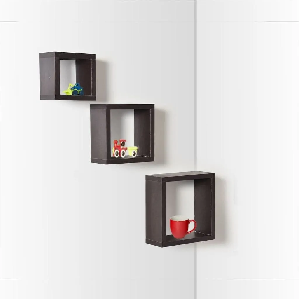 Cube Styled Floating Wall Shelves (Set of 3)