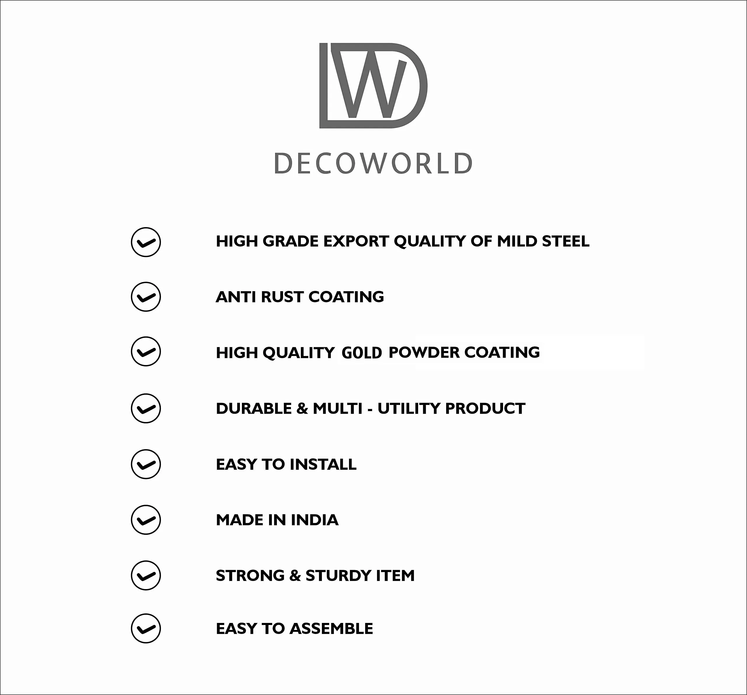 DECOWORLD|| Premium Metal 3 Tier Side Table || Metal Utility Table with Modern Marble Laminate Top || Side Table for Living Room, Sofa Side Table or Bed Side Stand (Gold Stand with White Top)