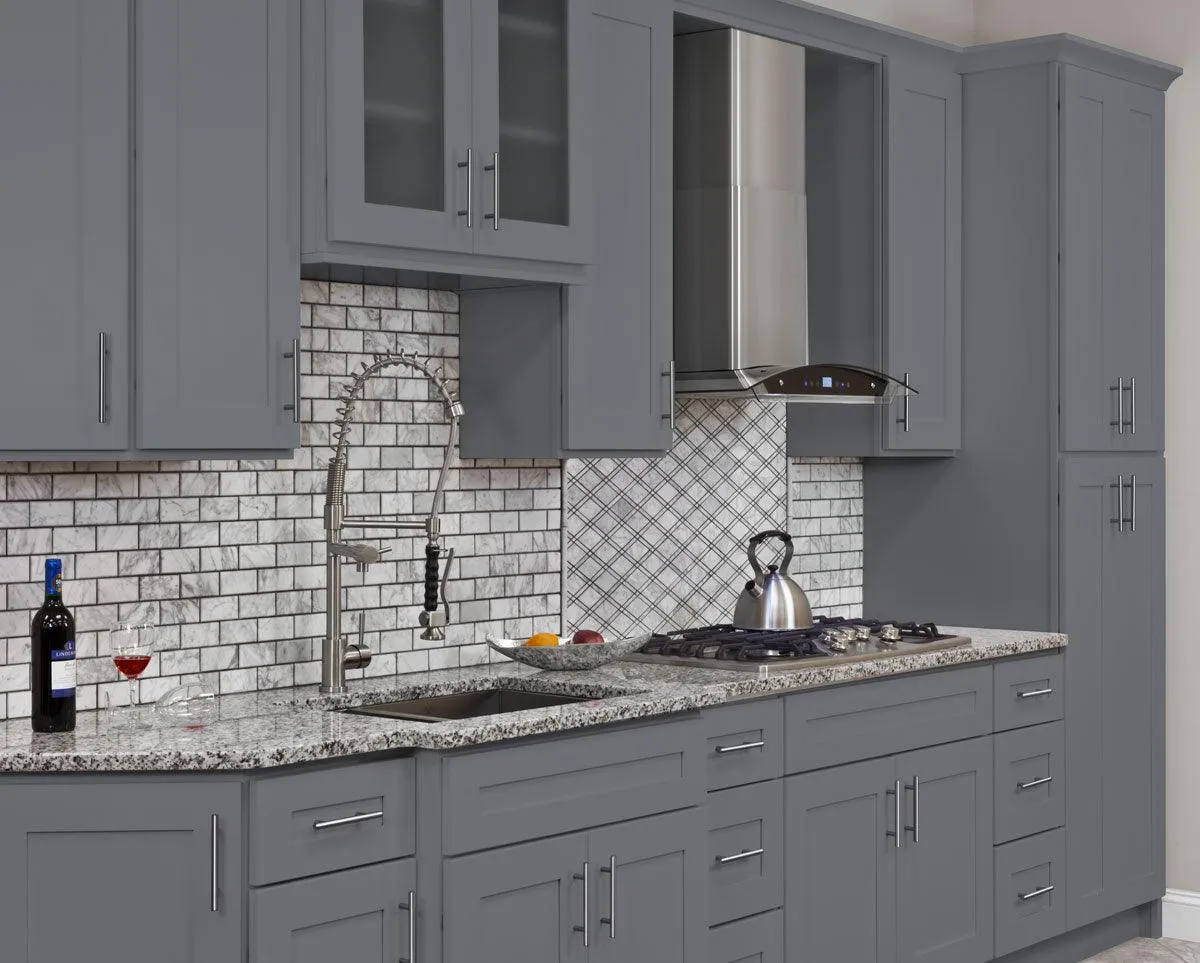 Diagonal Corner Kitchen Cabinet DC2742 Colonial Gray LessCare 27 in. width 42 in. height 15 in. depth