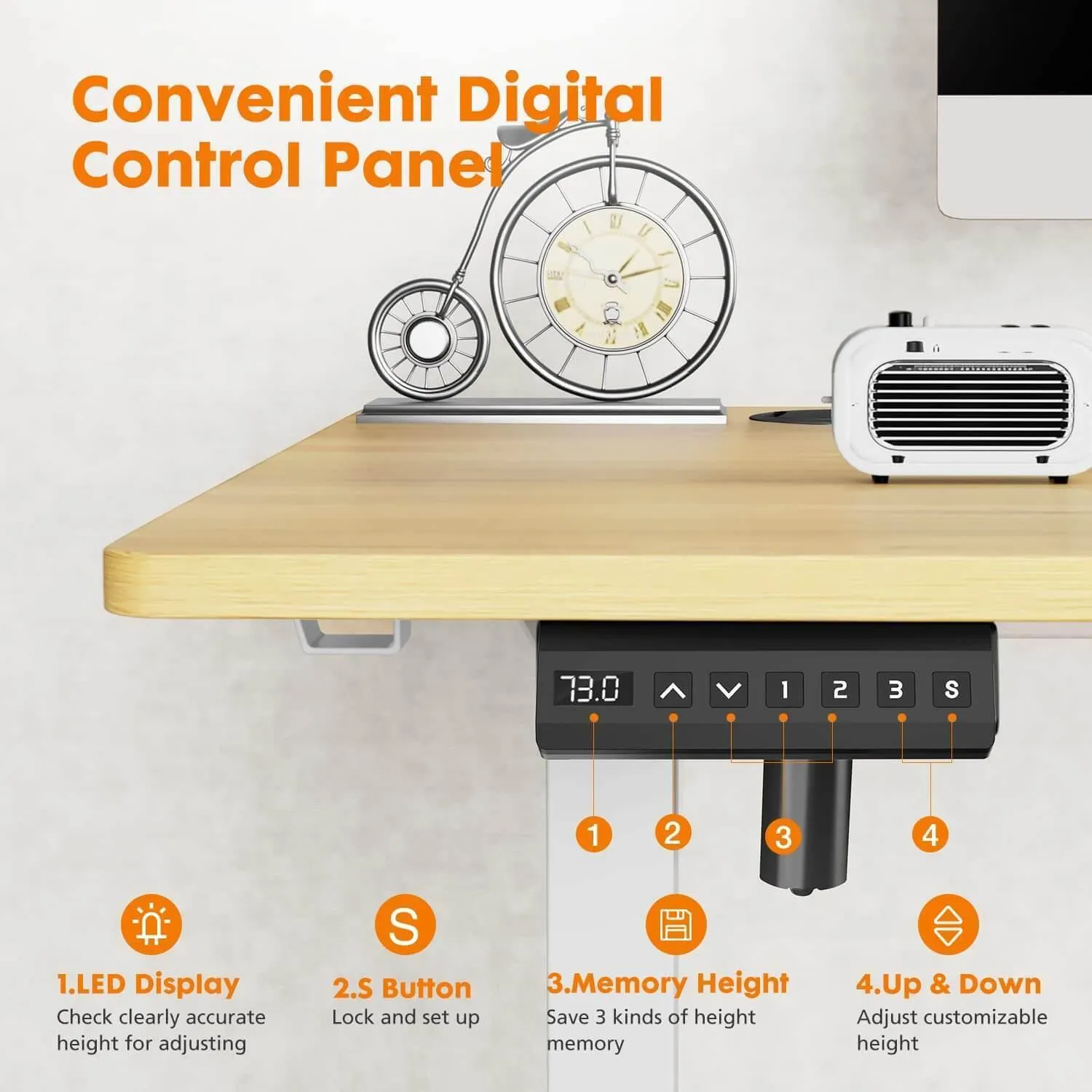 Electric Height Adjustable Standing Desk, 40"x24", Sit to Stand Ergonomic Computer Desk, Yellow