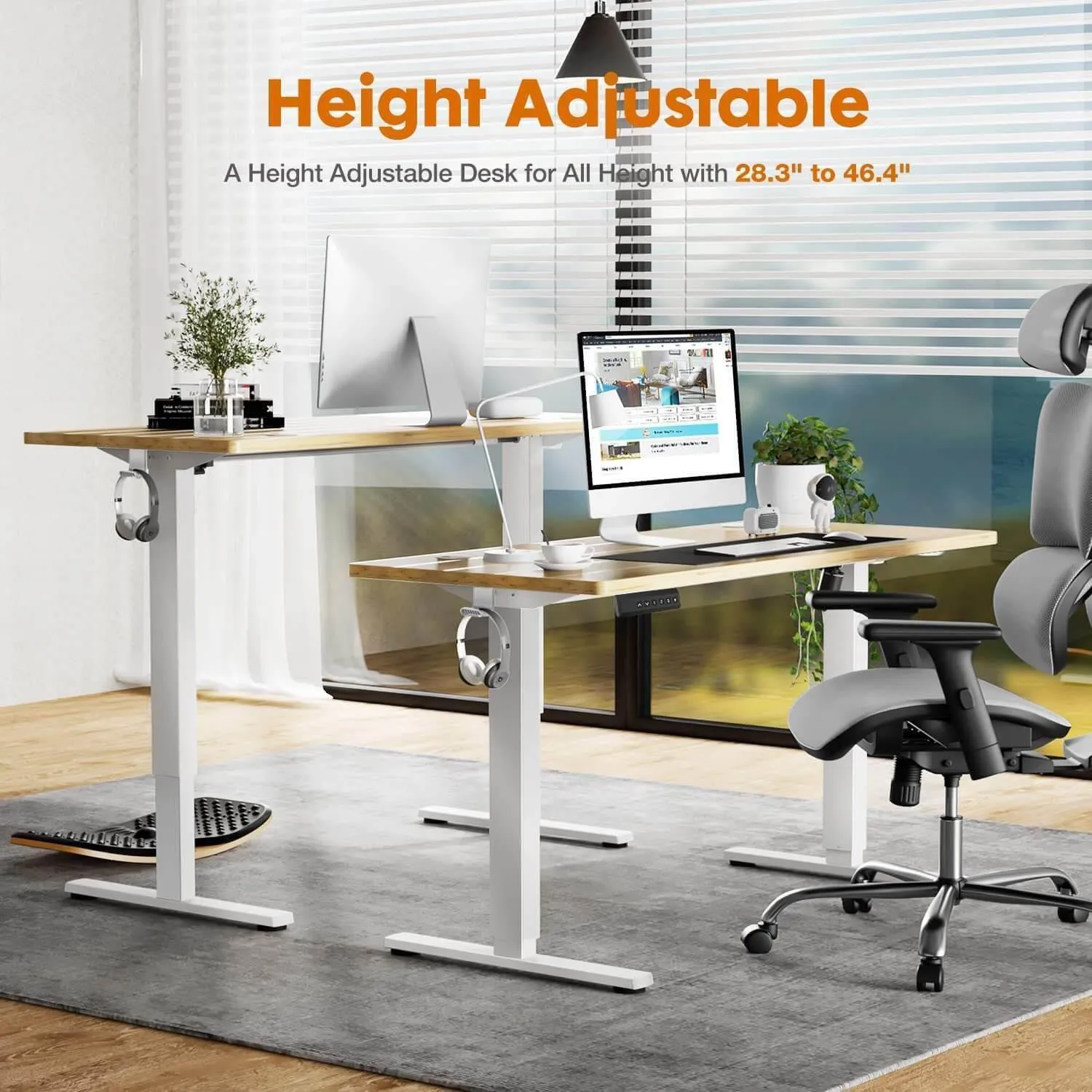 Electric Height Adjustable Standing Desk, 40"x24", Sit to Stand Ergonomic Computer Desk, Yellow