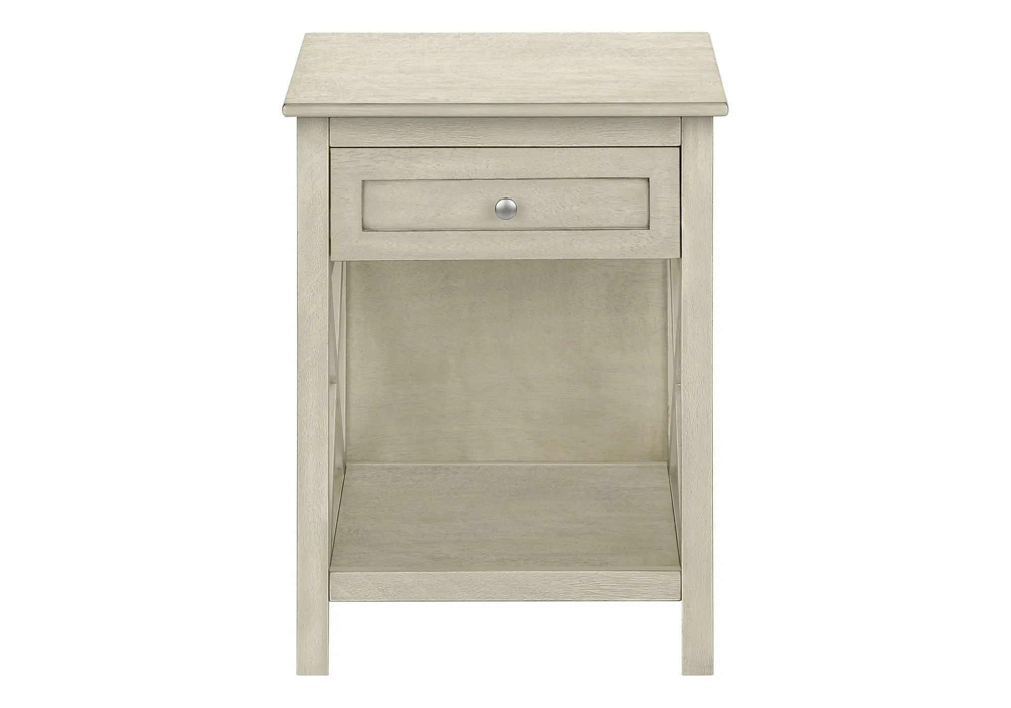 EleganceBlend Antique White 2-Tier Accent Table: Bedroom Nightstand with Storage Drawer