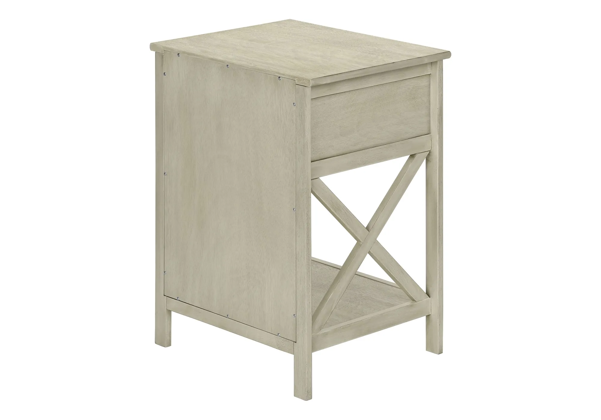 EleganceBlend Antique White 2-Tier Accent Table: Bedroom Nightstand with Storage Drawer