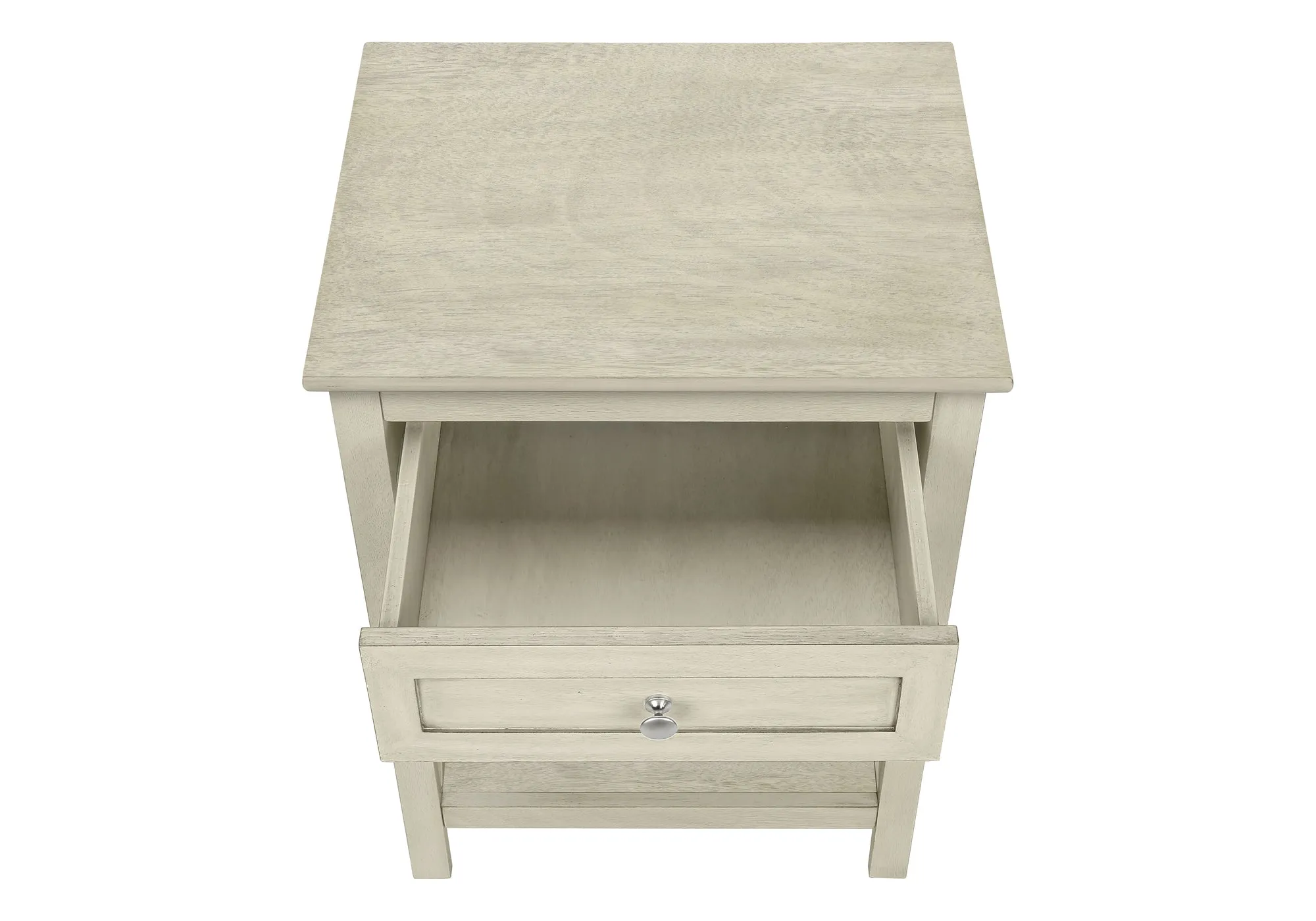 EleganceBlend Antique White 2-Tier Accent Table: Bedroom Nightstand with Storage Drawer