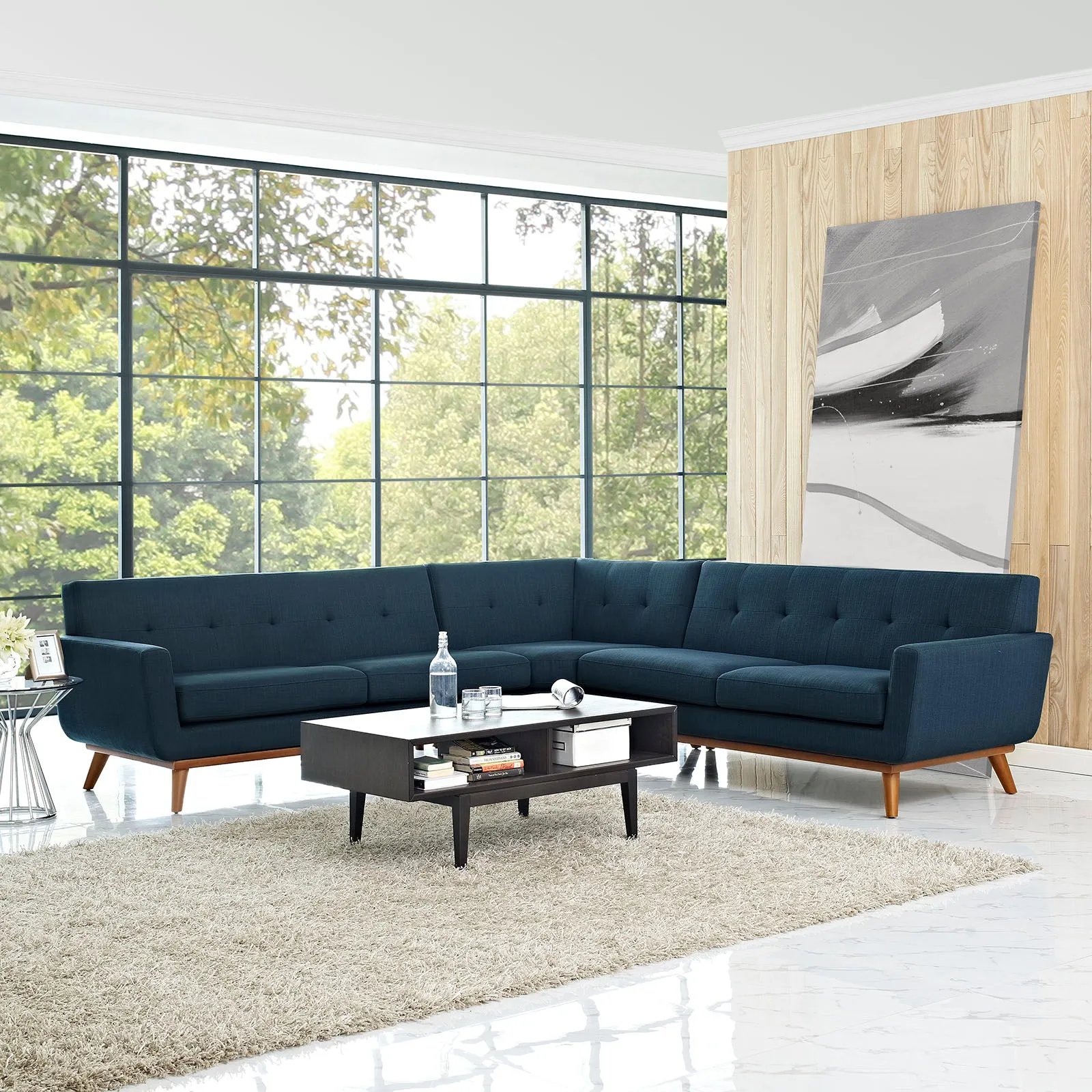 Engage L-Shaped Upholstered Fabric Sectional Sofa